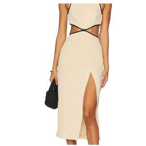 L'Academie Cream Cutout Midi Dress